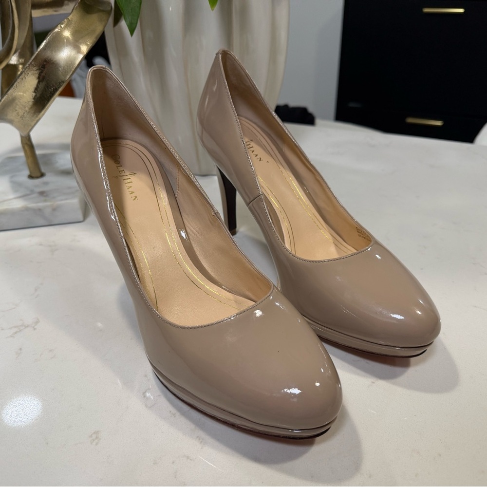 Cole Haan Elegant Beige Patent Leather Pumps